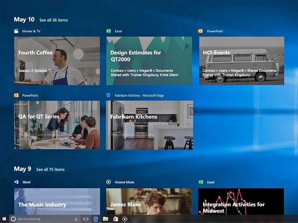 Microsoft đã bắt đầu thử nghiệm tính năng 'Timeline' trên Windows 10