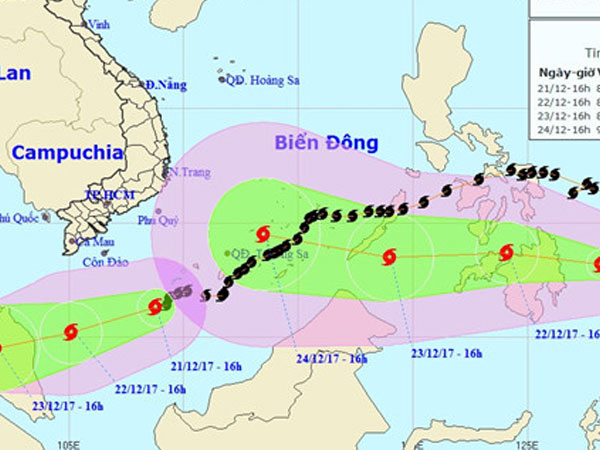 Thời tiết 22/12: Bão Tembin giật cấp 13, miền Bắc ấm lên