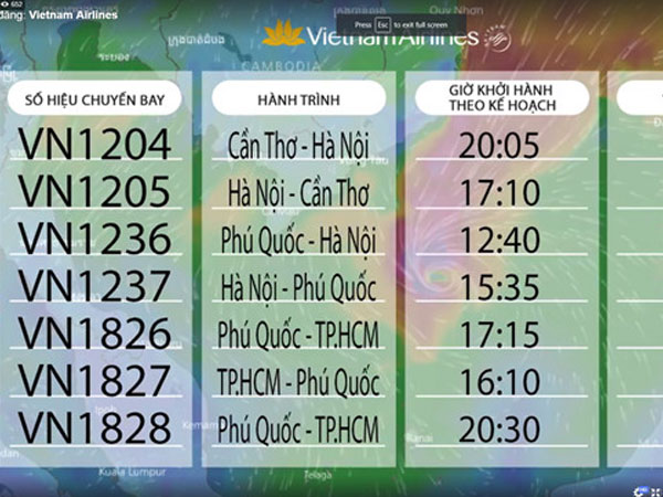 Hủy hàng chục chuyến bay đi TP.HCM, Phú Quốc, Cần Thơ do bão số 16