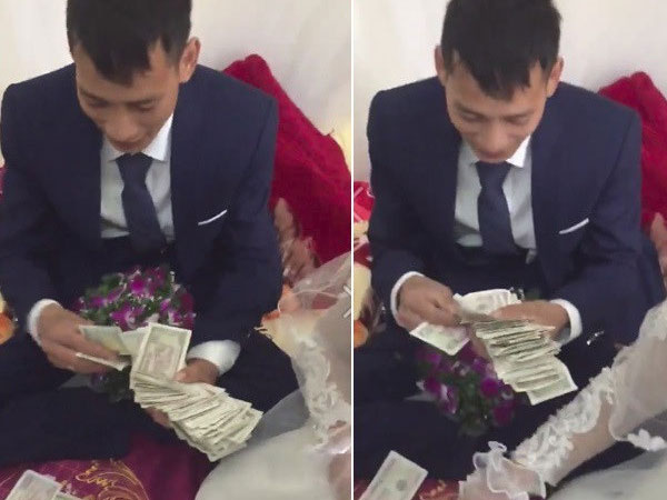 Chú rể Hải Phòng 'đếm mỏi tay' cọc tiền lẻ sau đám cưới