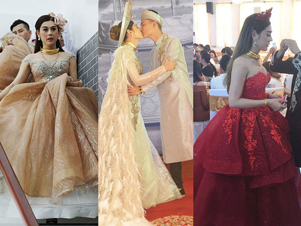 Lâm Khánh Chi thay trang phục 'không kịp thở', hôn ông xã đắm đuối trong lễ cưới ở Vũng Tàu