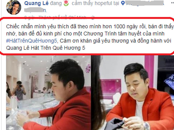 Sự thật Quang Lê 'túng' đến nỗi bán nhẫn kim cương tiền tỷ làm show?