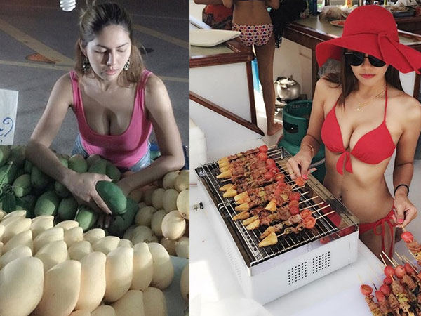 Cô gái bán xoài 'gây sốt' vì vòng một quá khủng