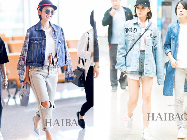 Sao Hoa ngữ chuộng áo khoác denim phá cách xuống phố