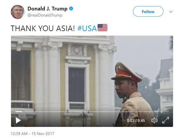Tổng thống Trump đăng video cảm ơn với hình ảnh Việt Nam