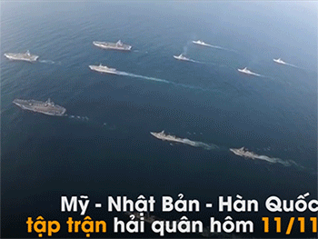 Video 3 siêu tàu sân bay Mỹ xuất quân trong cuộc tập trận sát Triều Tiên
