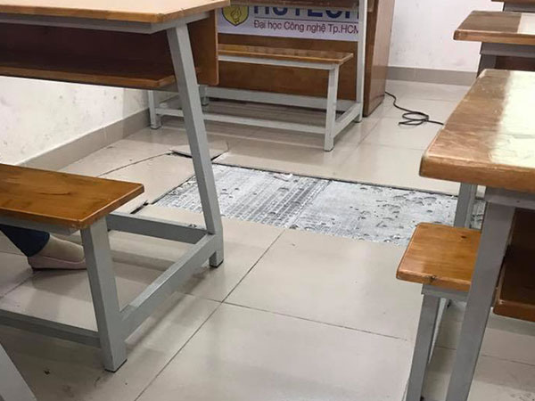 Trường HUTECH liên tiếng về việc nhiều SV tháo chạy khỏi phòng học khi nền gạch bị bong rộp: "Có thể do nhiệt độ trong phòng thay đổi"