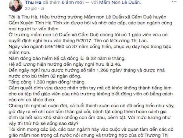 Căn nguyên cô giáo mầm non nhận lương hưu 1,3 triệu/tháng