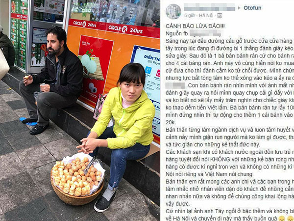 Bắt nam thanh niên đánh giày cấu kết người phụ nữ 'chặt chém' khách nước ngoài 4 chiếc bánh rán 80.000VND