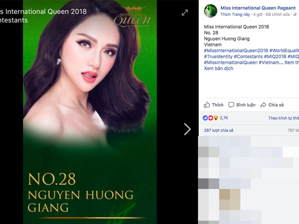 Hoa hậu Chuyển giới Quốc tế vừa khởi động, Hương Giang đã được ủng hộ nồng nhiệt với lượng bình chọn áp đảo