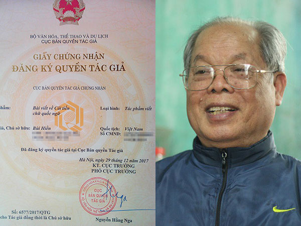 PGS Bùi Hiền đăng ký bản quyền 'Tiếw Việt'
