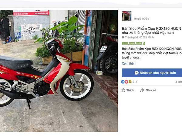 Xe máy Suzuki RGX đời 2003 'thét giá' 888 triệu tại Sài Gòn