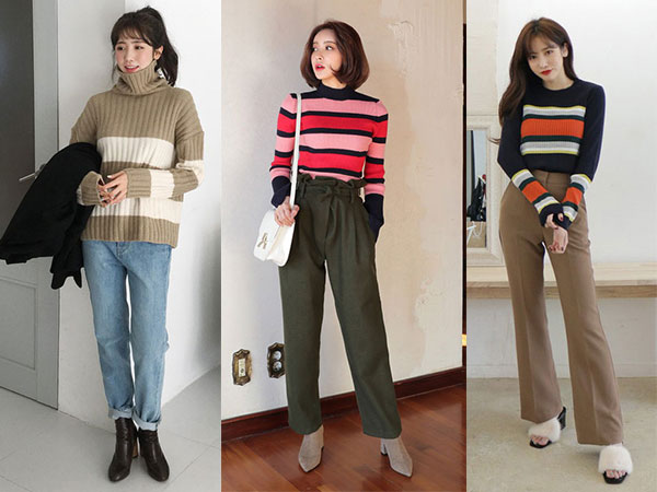 Áo len kẻ nhiều màu đang hot và đây là 3 kiểu quần rất ăn ý để kết hợp cùng