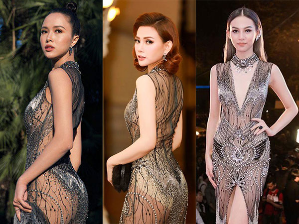Đụng hàng với nhiều người đẹp khác khi diện đầm xuyên thấu mặc, Thu Thủy lộ nội y kém duyên hơn hẳn