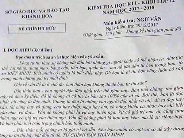 Giáo viên ở Khánh Hòa tiết lộ đề thi cho học sinh