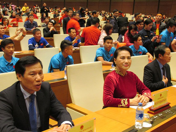 Chùm ảnh: Chủ tịch Quốc hội gặp gỡ đội tuyển U23 Việt Nam