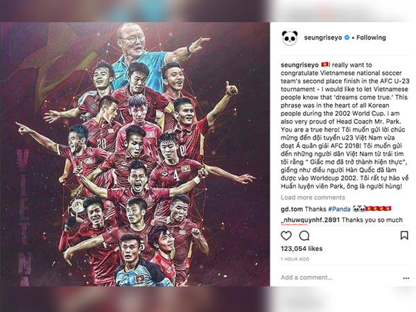 Fan Kpop náo loạn vì Seungri (Bigbang) đăng ảnh, video nói tiếng Việt để chúc mừng U23 Việt Nam