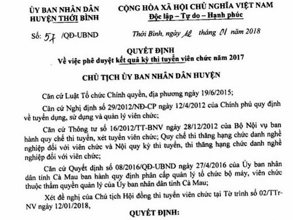 ‘Thủ khoa’ trượt viên chức sau phúc khảo, 3 ‘người nhà’ lãnh đạo lại đậu