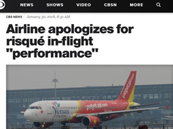 Báo chí nước ngoài đưa tin Vietjet bị phạt vì biểu diễn phản cảm