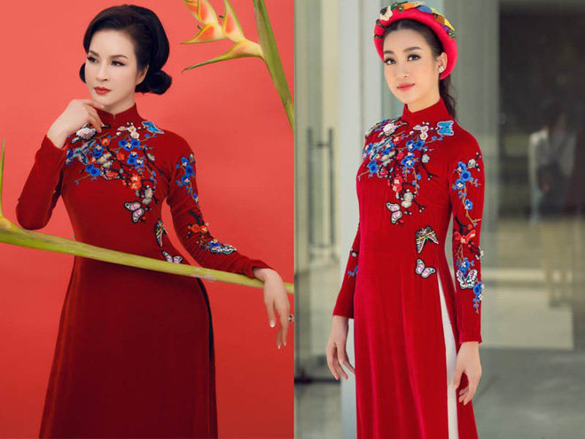 HH Đỗ Mỹ Linh và MC Thanh Mai 'người chín người mười' khi cùng diện một thiết kế áo dài đón Xuân