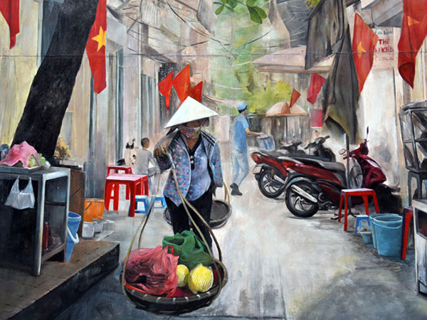 Ngắm tranh bích họa phố Phùng Hưng nhớ Hà Nội xưa