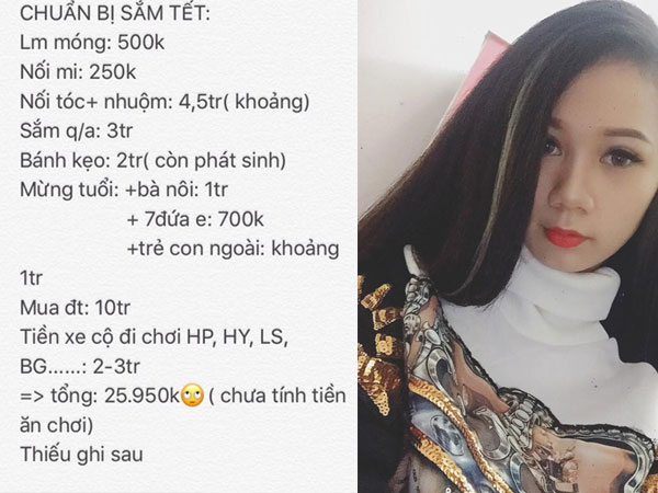 9X bị 'ném đá' vì bảng kê chi tiêu Tết gần 26 triệu đồng