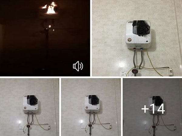 Hoảng hồn bình nóng lạnh phát nổ, cháy đen thui