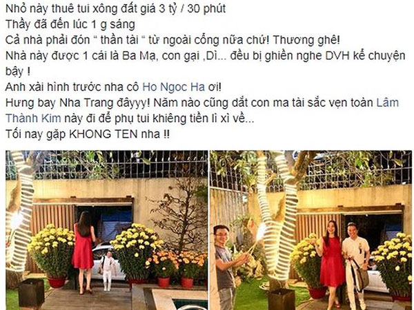 Đàm Vĩnh Hưng tiết lộ Hồ Ngọc Hà 'thuê' xông đất 3 tỷ đồng