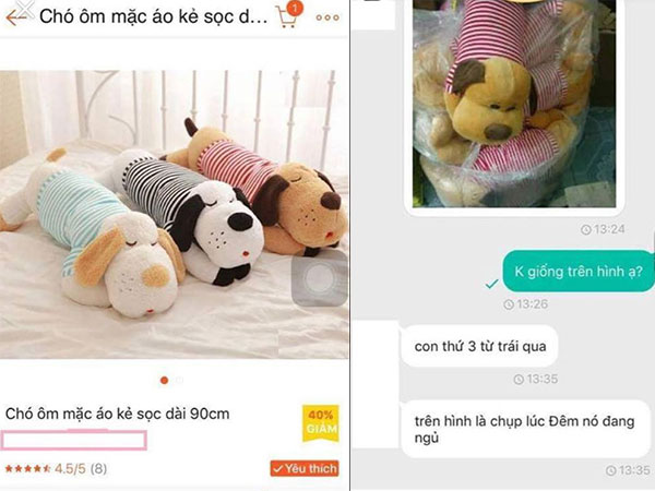 Khách thắc mắc ảnh chú chó bông khác với ảnh đăng bán, chủ shop hồn nhiên: Hình đó chụp đêm lúc đang ngủ, còn giờ nó dậy rồi