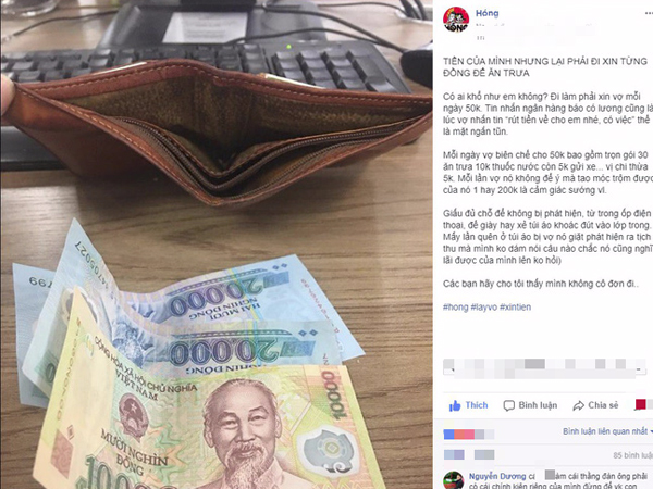 Câu chuyện trước thềm 8/3: 'Tiền của mình nhưng vẫn phải xin vợ từng đồng ăn trưa' nhận nhiều sự chú ý trên MXH