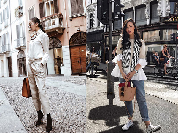 Diện quần âu và sơmi cách điệu đẹp như các quý cô châu Á trong street style đầu tháng 3