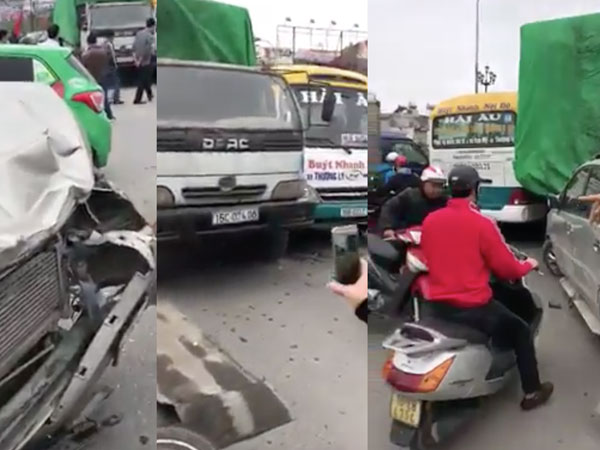 Hải Phòng: Tai nạn liên hoàn giữa 5 ô tô và 3 xe máy khi đang lưu thông trên cầu