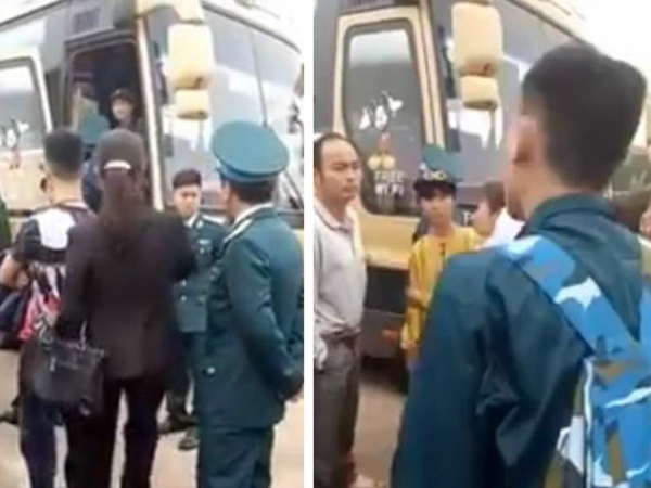 Nam thanh niên lên xe đi nhập ngũ, người thân kéo xuống chống đối