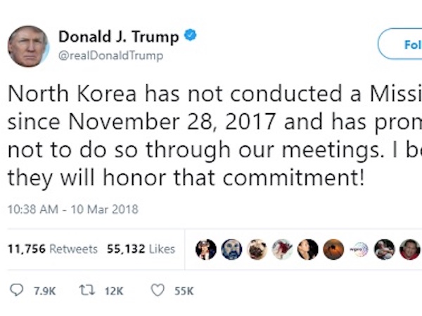 Trump tin Triều Tiên sẽ giữ lời hứa không thử tên lửa