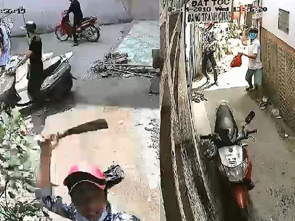 Nhóm côn đồ dùng hung khí chém camera, tạt sơn nhà dân