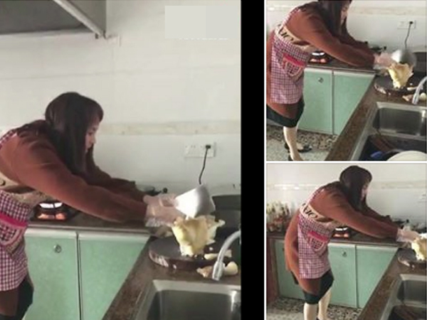 Cô gái trẻ vật lộn chiến đấu với con gà luộc khiến dân tình cười té ghế