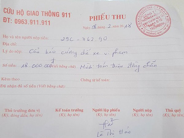 CSGT gọi xe cẩu đưa về nơi tạm giữ, chủ xe vi phạm phải trả phí 18 triệu đồng