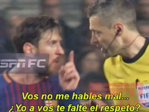 Messi sửng cồ với trọng tài vì bị quát tháo
