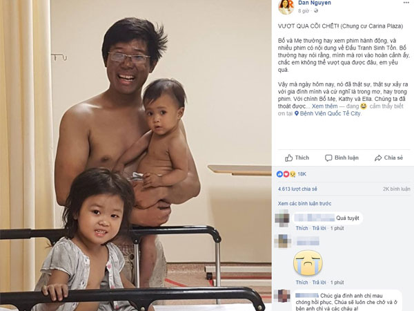 Hành trình 'Vượt qua cõi chết' của một gia đình nhỏ trong vụ cháy kinh hoàng tại chung cư Carina khiến nhiều người xúc động