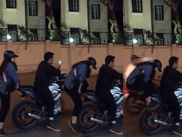 Clip: Dậy sóng cô nàng 'chân ngắn' tìm cách ngồi lên xe phân khối lớn