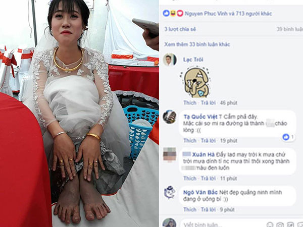Bức ảnh cô dâu và đôi chân lấm lem khiến người xem vừa buồn cười vừa khó hiểu