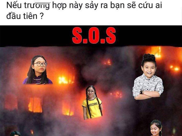 Fanpage 'Giọng hát Việt nhí' ghép ảnh dàn thí sinh chìm trong hỏa hoạn