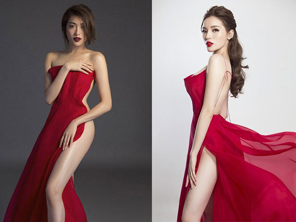 Kỳ Duyên so kè độ nóng bỏng với Lệ Hằng trong cùng một chiếc đầm đỏ quyến rũ