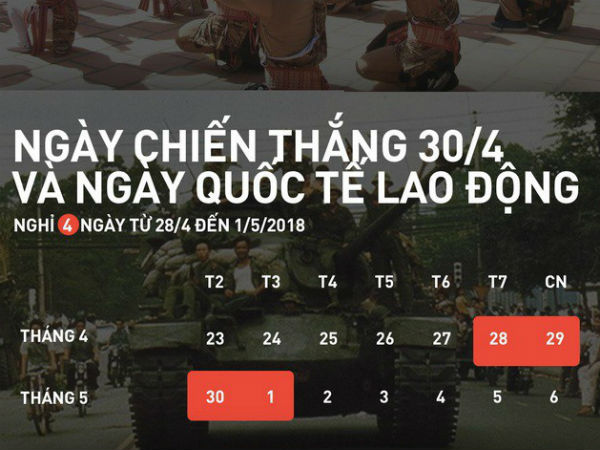 Người lao động nghỉ 5 ngày dịp Giỗ Tổ Hùng Vương và 30/4 - 1/5