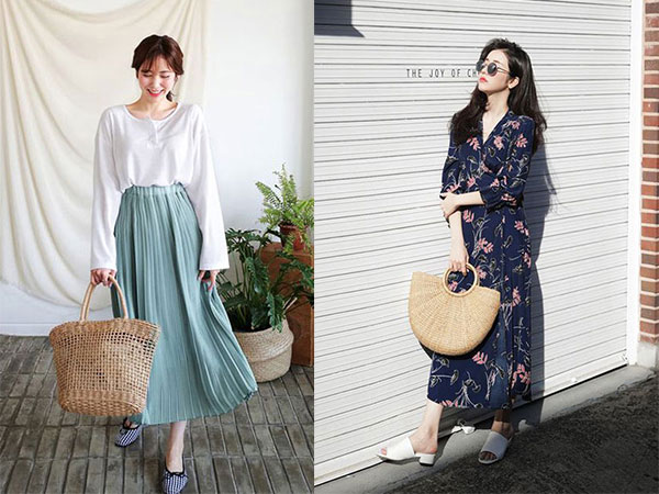 Phối đồ cùng túi nan, túi cói hot trend mùa hè