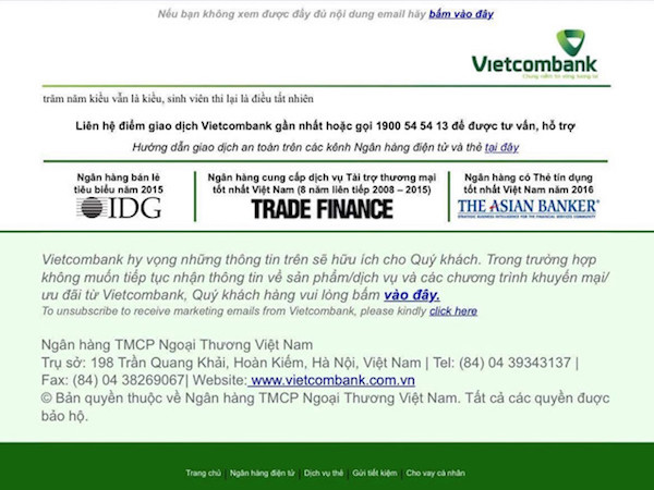 Website Vietcombank hiển thị hai câu thơ chế