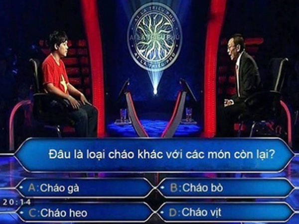 Câu hỏi 'Ai là triệu phú' khiến dân tình cãi nhau ỏm tỏi: Đâu là loại cháo khác với các món còn lại?