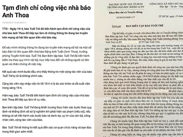 Trường ĐH Khoa học Xã hội và Nhân văn TP.HCM lên tiếng vụ nghi vấn xâm hại nữ CTV Báo Tuổi Trẻ