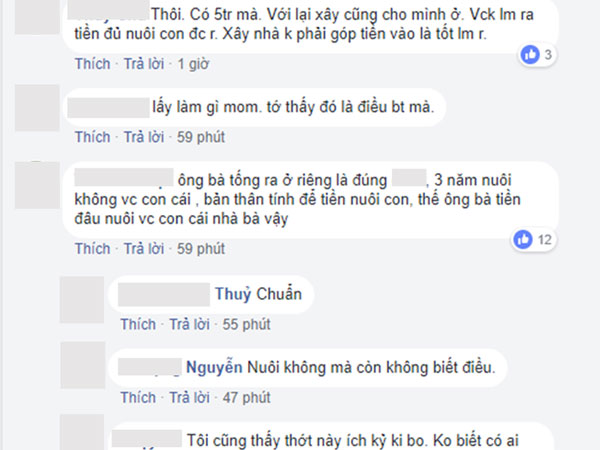 3 năm trời bố mẹ chồng nuôi, đến khi vay 5 triệu xây nhà, con dâu lại chi li tính toán
