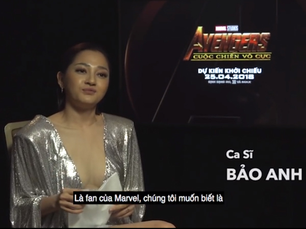 Bảo Anh sexy, tự tin phỏng vấn ekip làm phim 'Avengers: Infinity War' 